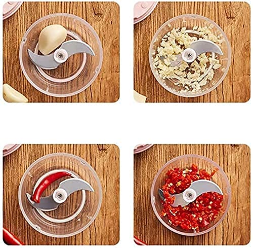 Mini Electric Food Chopper, USB Rechargeable, Pink, Portable Garlic Grinder with Clear Bowl