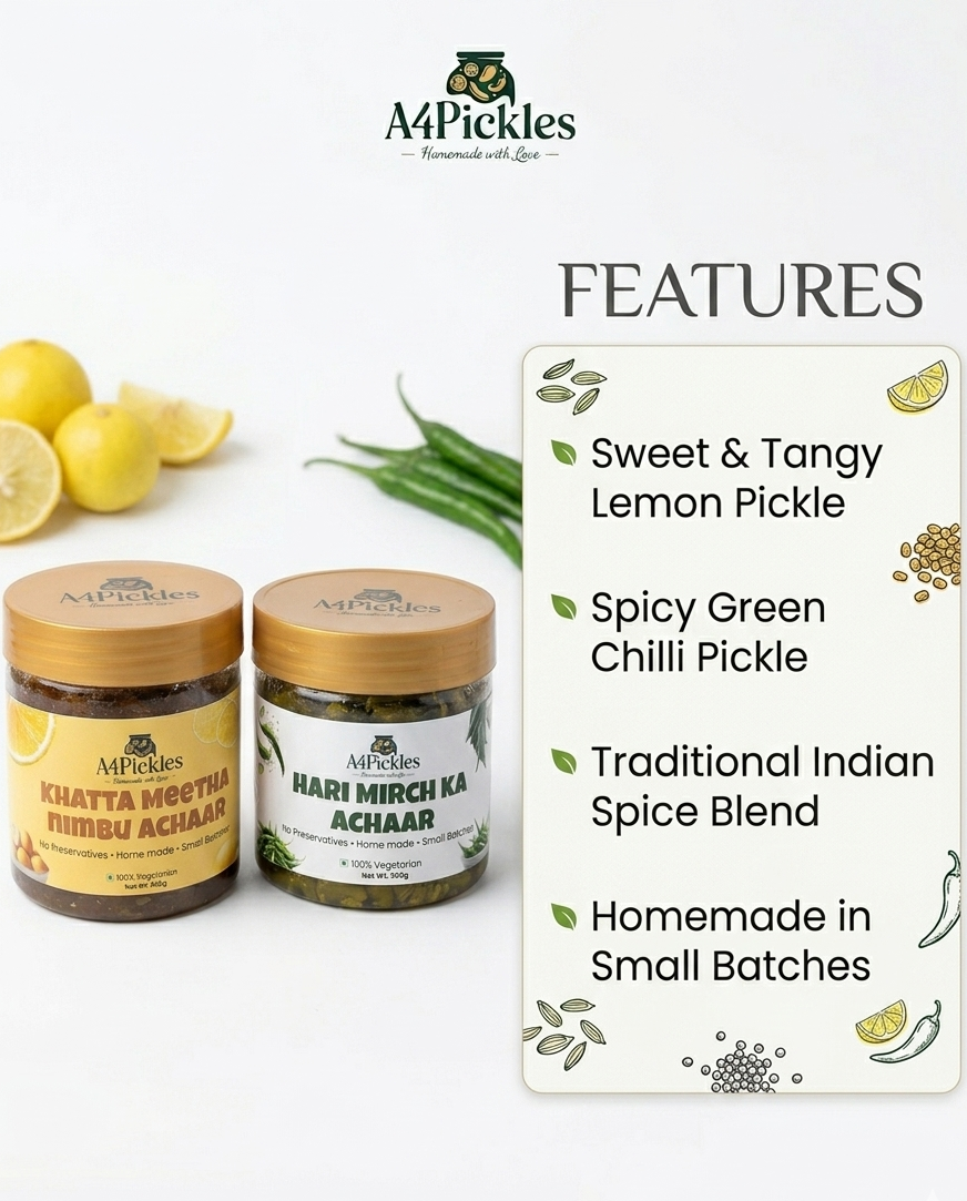 Lemon & Green Chili Pickle Combo